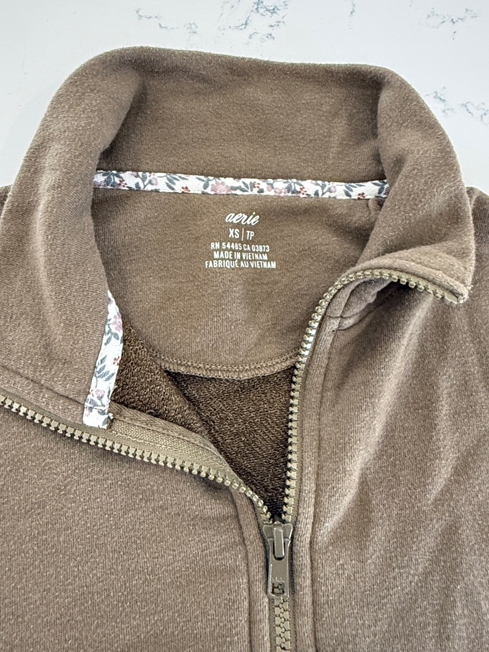 Aerie Taupe Quarter Zip Pullover Sweatshirt Size XS/T